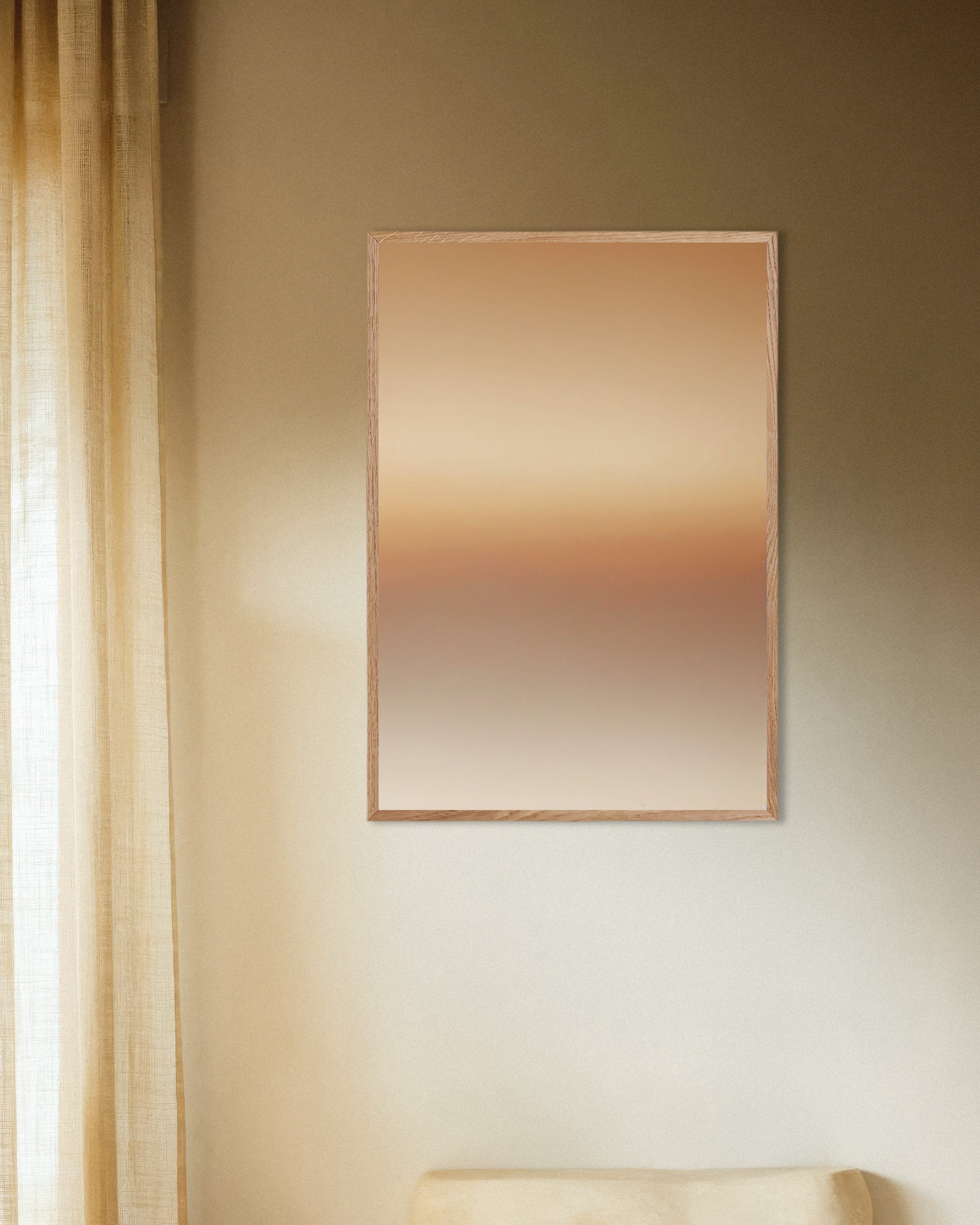 Poster of Soothing Abstract Gradients, beige sky - Poster, with natural wooden frame