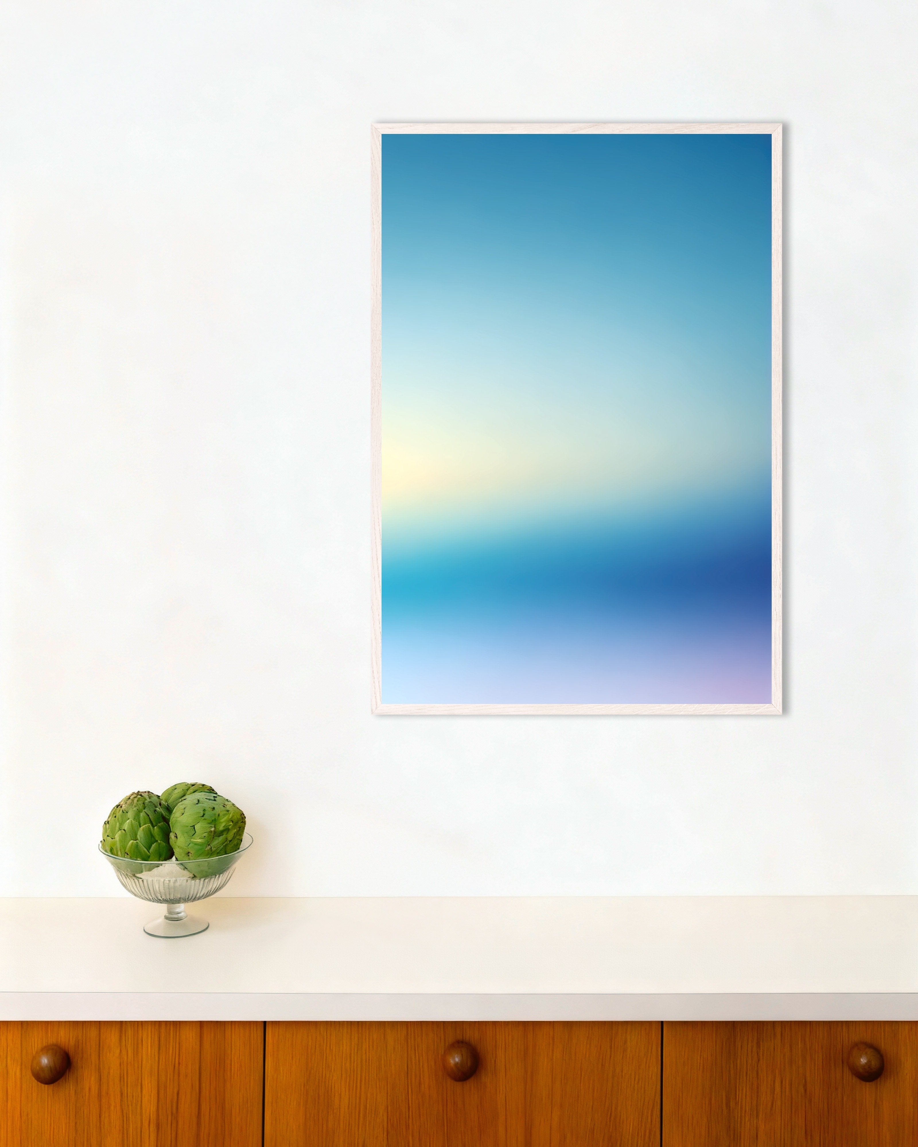 Poster of Soothing Abstract Gradients, blue sky - Poster, with white wooden frame