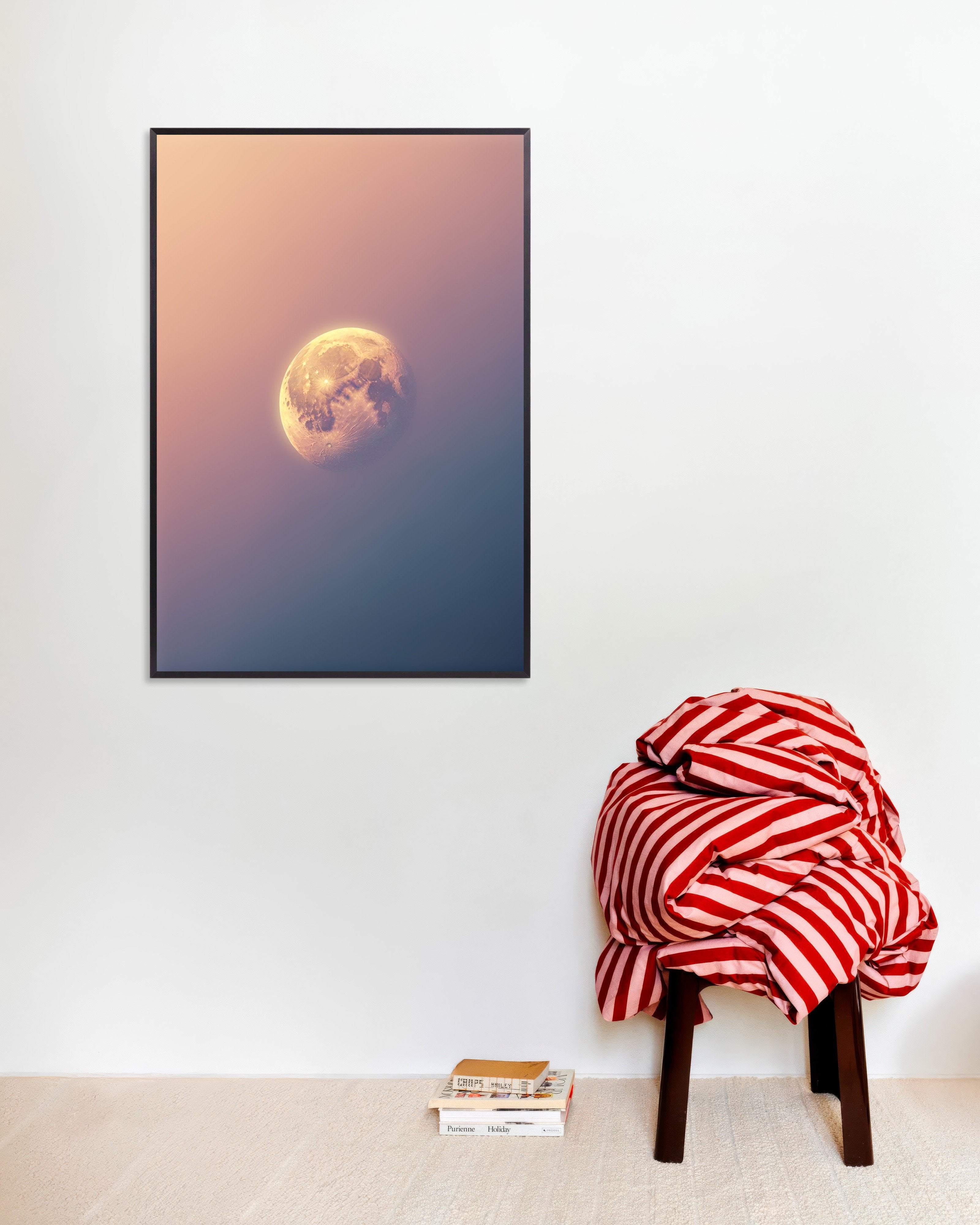 Poster of Soothing Abstract Gradients, Moon - Poster, with metal frame