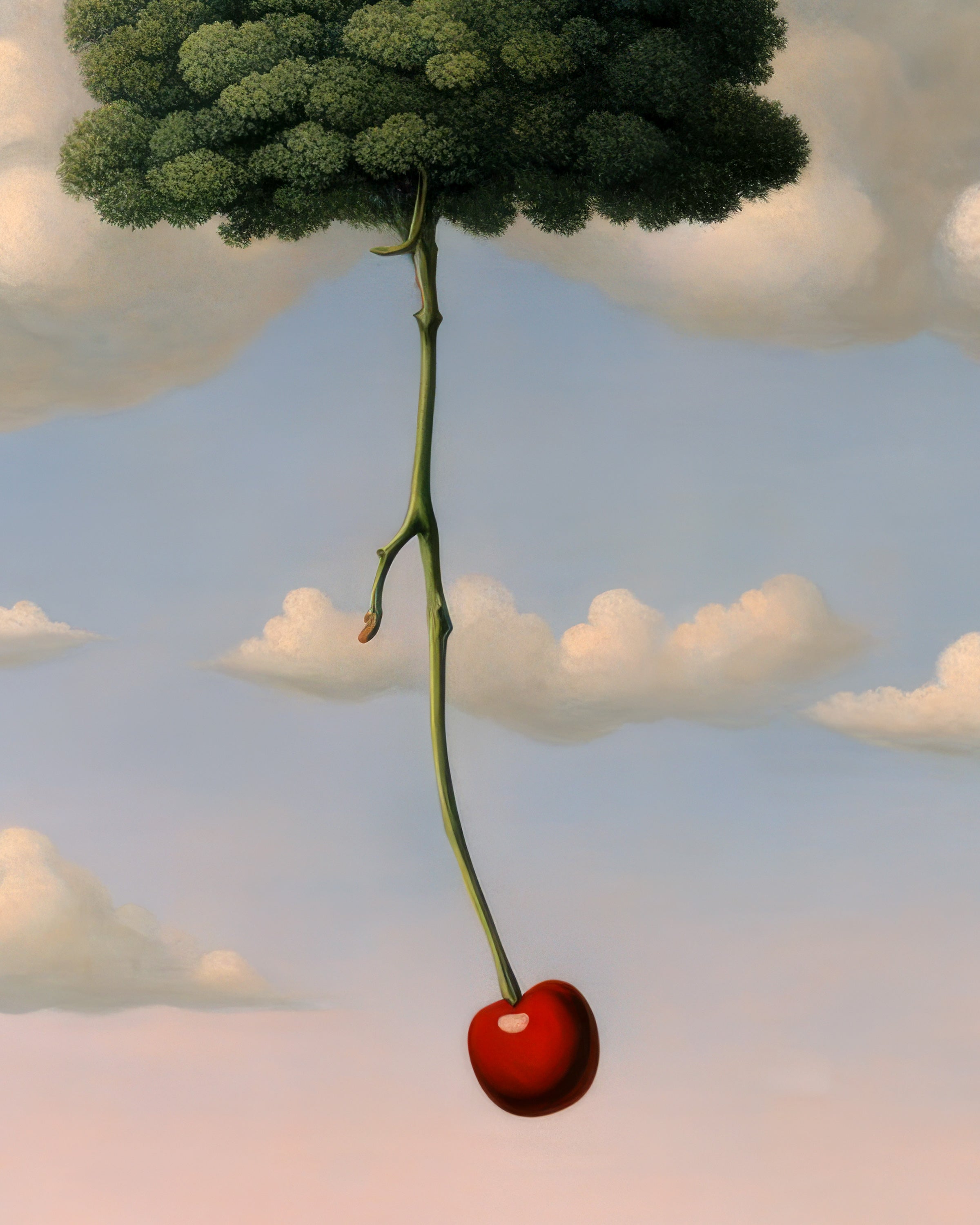 Pôster Faísca de Vida - Cereja Surreal e Nuvens | Posterscape