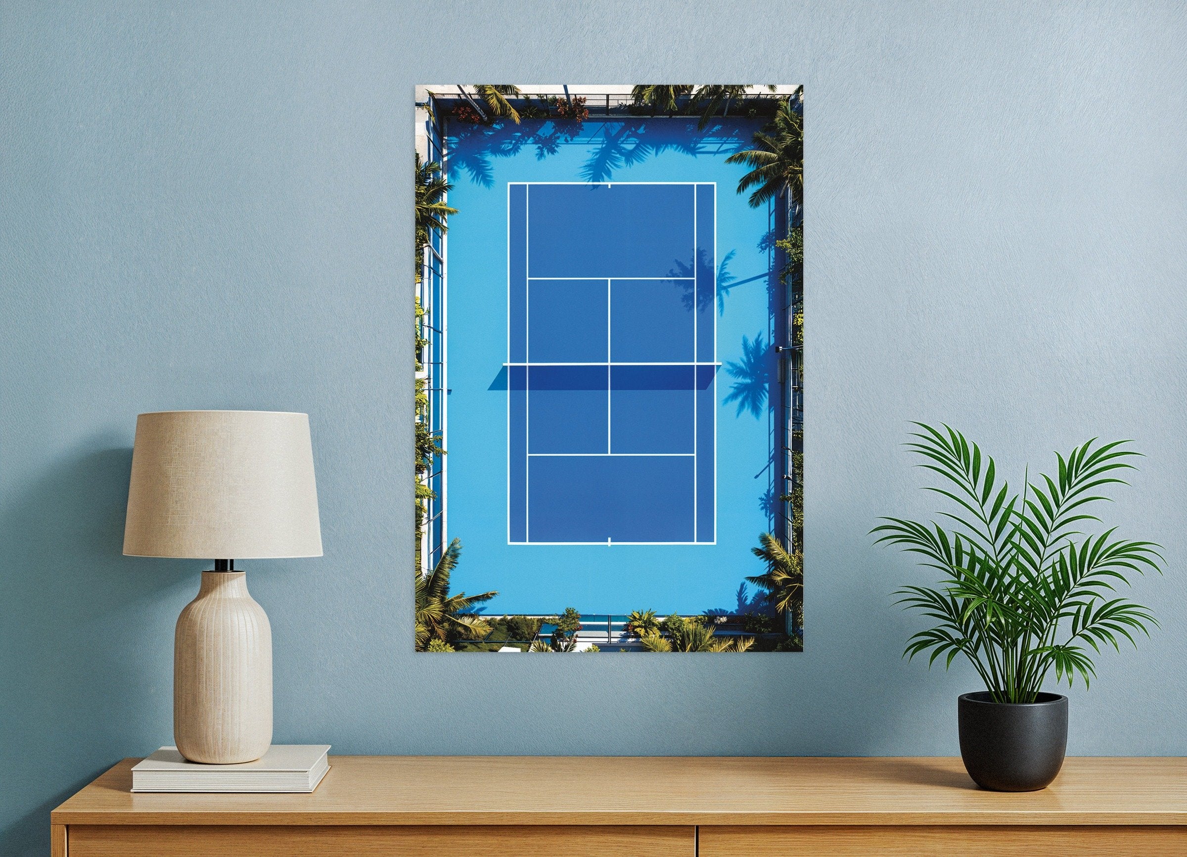 Poster of Tennis court aerial poster – Modern sports photography print