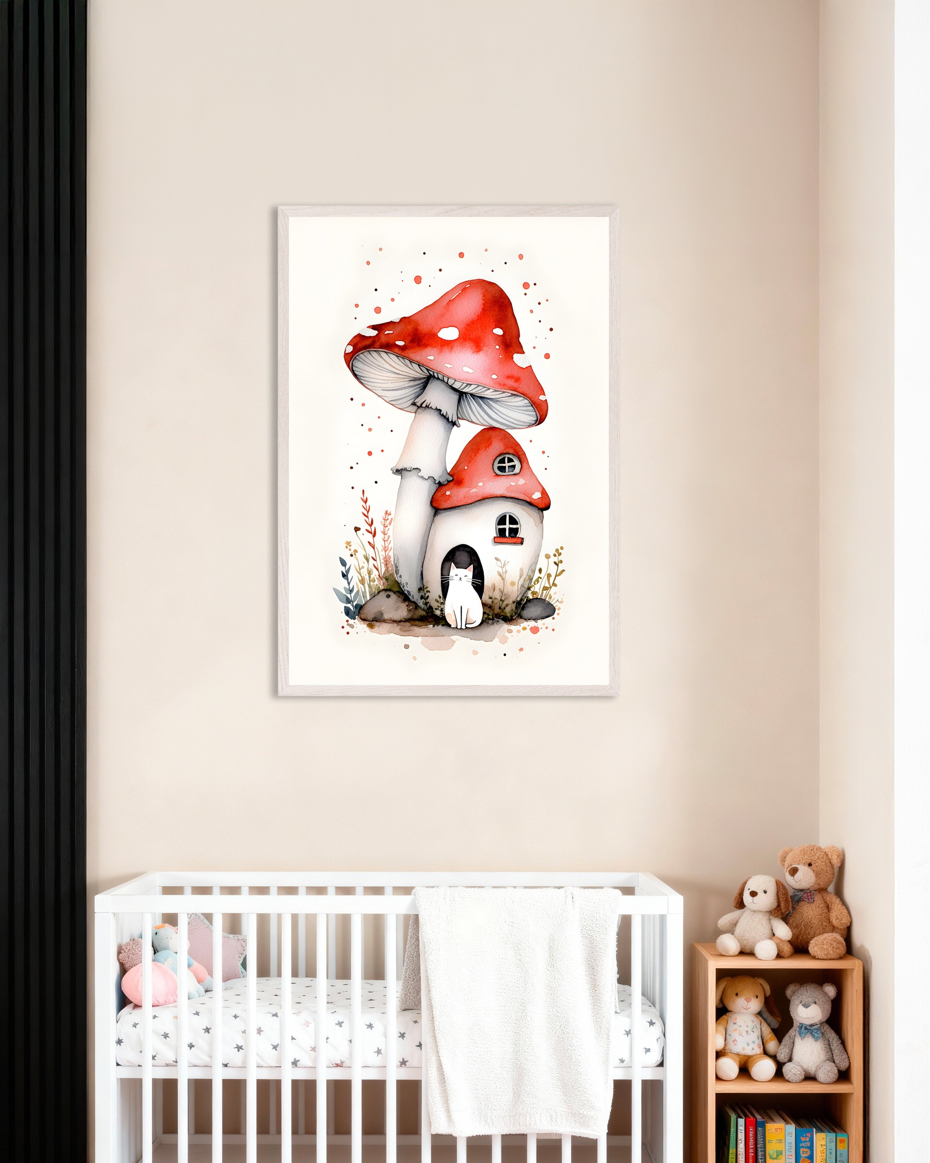 Poster of The Mushroom House 03 - Poster, with white wooden frame