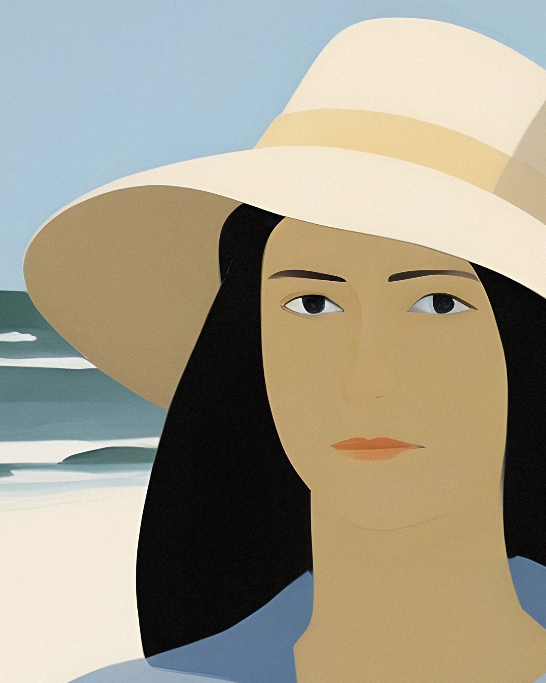 Vi e Seu Chapéu - Retrato de Praia Impressão de Arte Poster